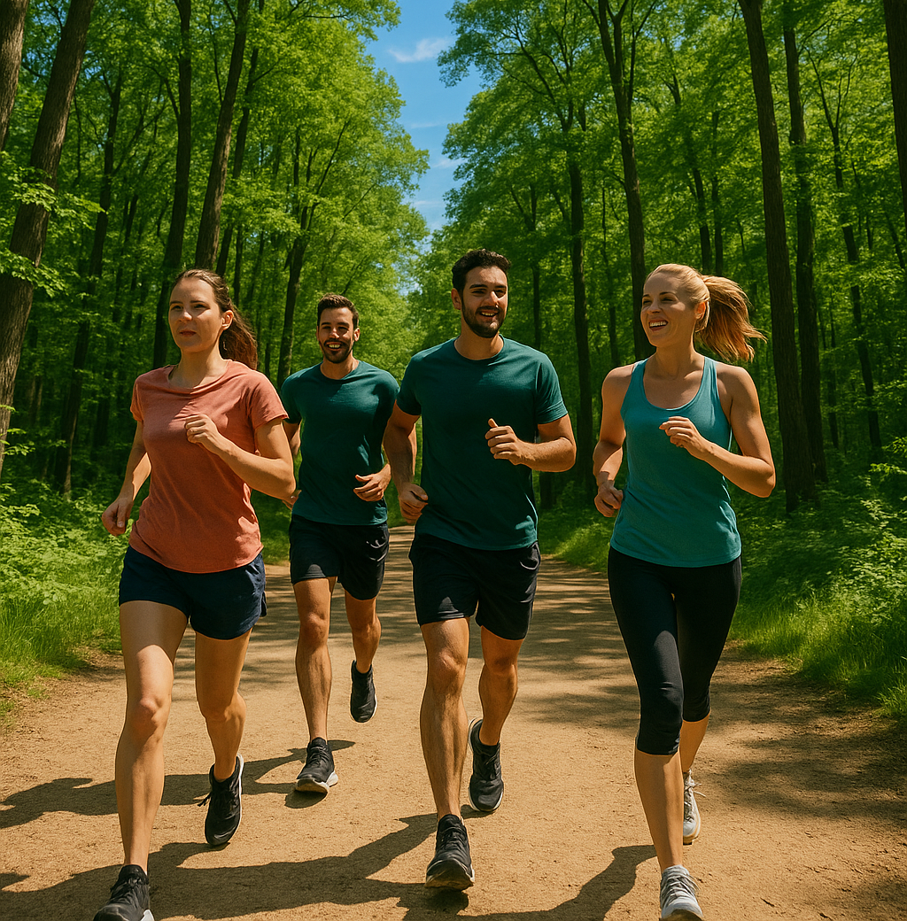 Coureurs sur un sentier en forêt